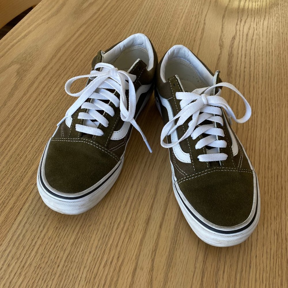 Old Skool Vans in Beech Green (olive green), size 8
